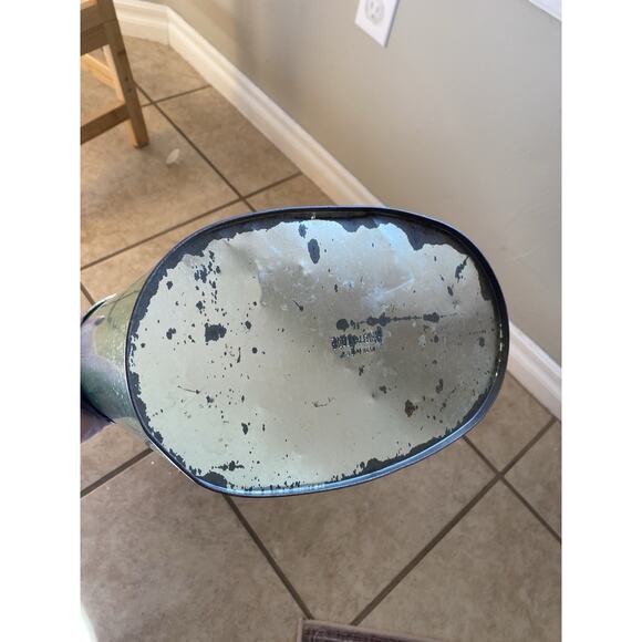 Harvell Metal Trash Can Vintage MCM Horse & Carriage Buggy Green Victorian - Picture 9 of 13